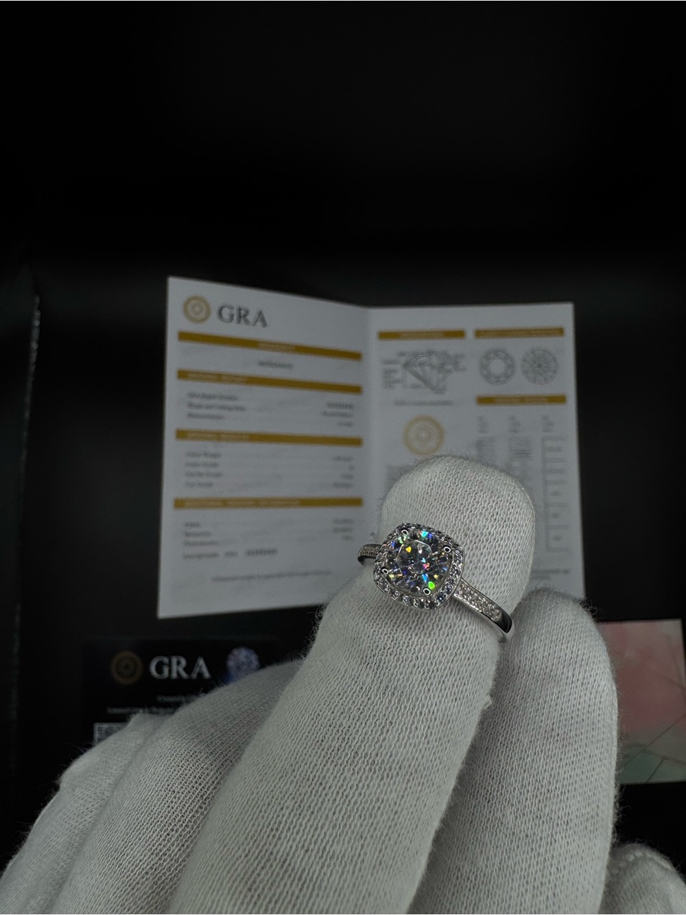 Square Halo Ring 1ct VVS MOISSANITE Engagement Ring in White Gold
